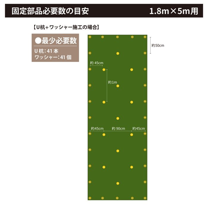 【防草シート一体型】人工芝 ロール 0.9m巾×5m 1.8m巾×5m 透水 夏芝 冬芝 防草シート
